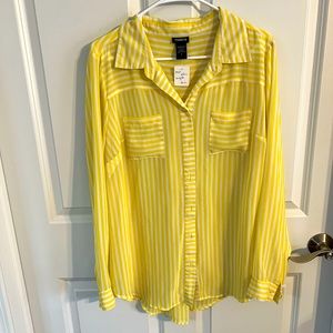 Yellow and white striped women’s blouse